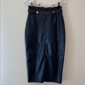 Zara Leather Midi Skirt